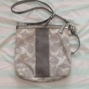 Coach signature stripe shoulder bag